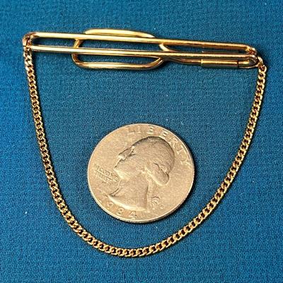 VINTAGE BAR AND CHAIN TIE BAR BY SWANK 1/40 10K R.G.P.