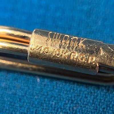 VINTAGE BAR AND CHAIN TIE BAR BY SWANK 1/40 10K R.G.P.