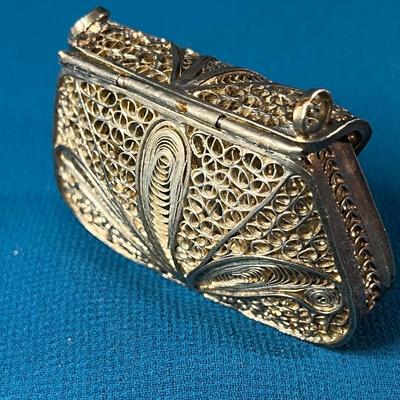 BEAUTIFUL SILVER? FILIGREE PURSE NECKLACE PENDANT 