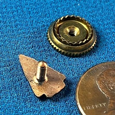 YMCA ENAMELED COPPER ARROWHEAD LAPEL PIN