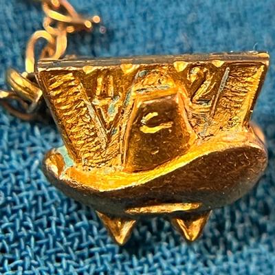 ATHENIAN JCF 2 PART LAPEL PIN w/ 47 AND COWBOY HAT WHAIN- FRATERNITY PIN?