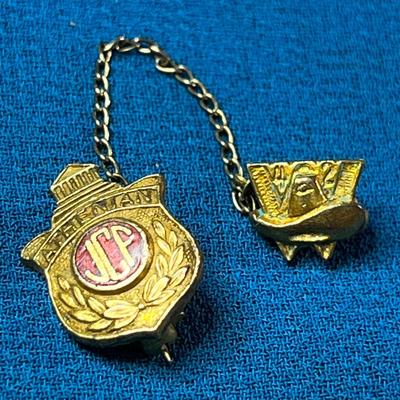 ATHENIAN JCF 2 PART LAPEL PIN w/ 47 AND COWBOY HAT WHAIN- FRATERNITY PIN?