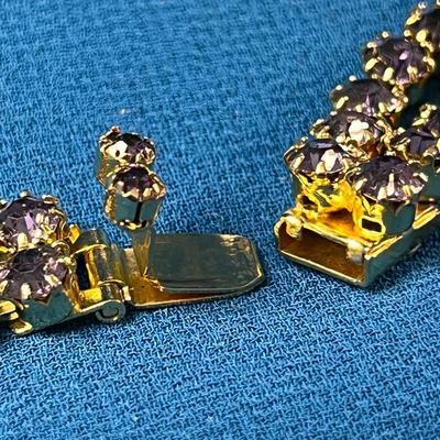 BEAUTIFUL HATTIE CARNEGIE DOUBLE STRAND PURPLE RHINESTONE NECKLACE