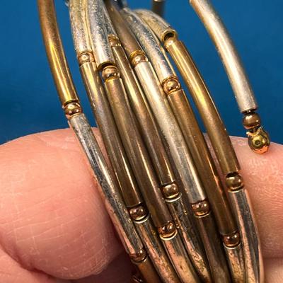 COOL MULTI-STRAND COPPER- AND SILVER-TONE BANGLE BRACELET