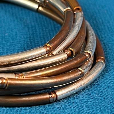 COOL MULTI-STRAND COPPER- AND SILVER-TONE BANGLE BRACELET