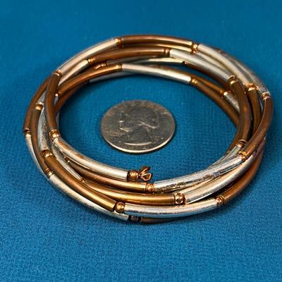 COOL MULTI-STRAND COPPER- AND SILVER-TONE BANGLE BRACELET