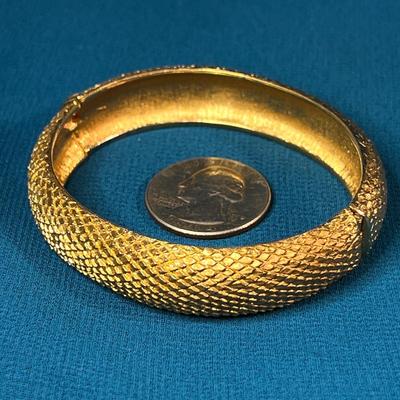 GOLD TONE SNAKE SKIN PATTERN CUFF BRACELET