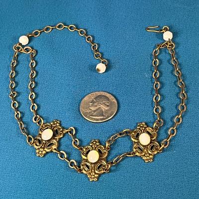 OLD FASHIONED INTRICATE CHOKER WITH OPALESCENT STONES