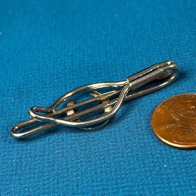 VINTAGE SILVER TONE HORSE SHOE TIE BAR TIE CLIP