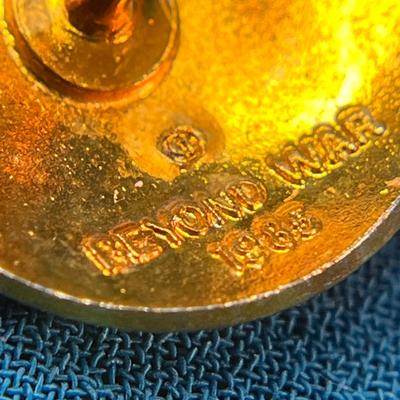 â€œBEYOND WAR 1985â€ ENAMELED WORLD MAP PIN
