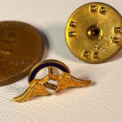 â€œAOPAâ€ ENAMELED WINGS AND ARCH LAPEL PIN