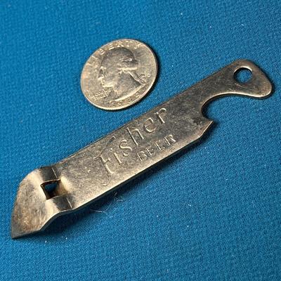 VINTAGE FISHER BEER CAN/BOTTLE OPENER KEY CHAIN FOB