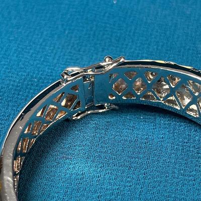 HINGED ENAMELED RHINESTONE 1920â€™s INFLUENCE BRACELET 