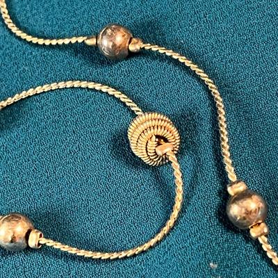 PRETTY SILVER TONE TWISTED CHAIN, BEAD NECKLACE 