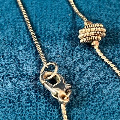PRETTY SILVER TONE TWISTED CHAIN, BEAD NECKLACE 