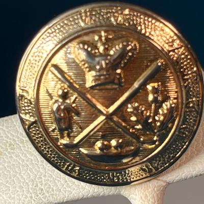 GOLD TONE IMITATION MILITARY UNIFORM BUTTON CUFFLINKS