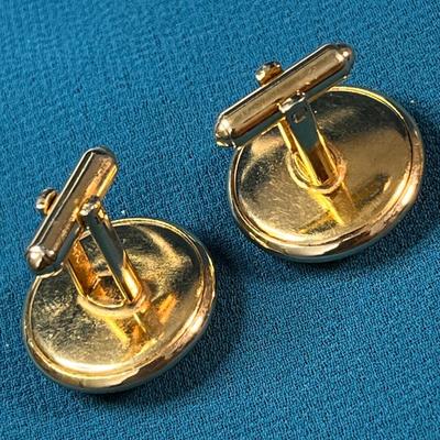 GOLD TONE IMITATION MILITARY UNIFORM BUTTON CUFFLINKS