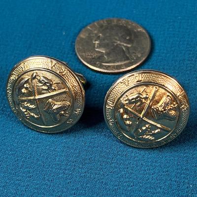 GOLD TONE IMITATION MILITARY UNIFORM BUTTON CUFFLINKS