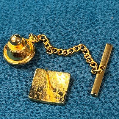 HANDSOME SILVER- & GOLD-TONE STRIPED TIE TACK