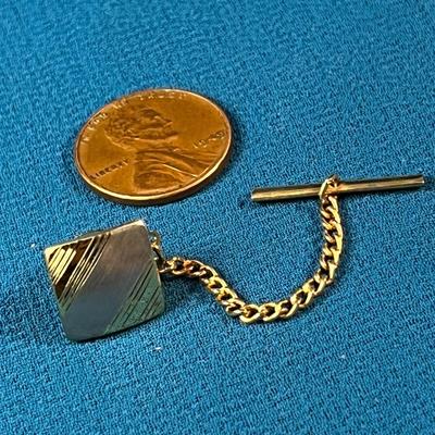 HANDSOME SILVER- & GOLD-TONE STRIPED TIE TACK