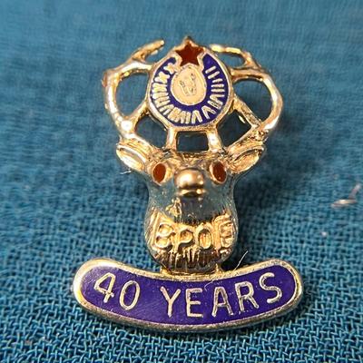 STERLING ENAMELED BPOE 40 YEARS LAPEL PIN