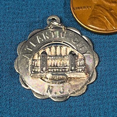 3-D STERLING OPEN WORK â€˜ATLANTIC CITY N.J.â€ CHARM OR PENDANT