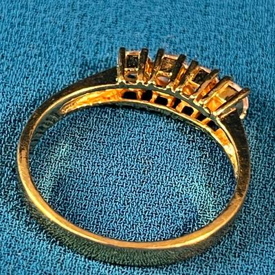 GOLD TONE, CLEAR RHINESTONES RING