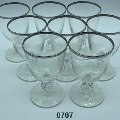 Vintage 1950's Platinum Rim Crystal Wine Glasses Goblets West Germany