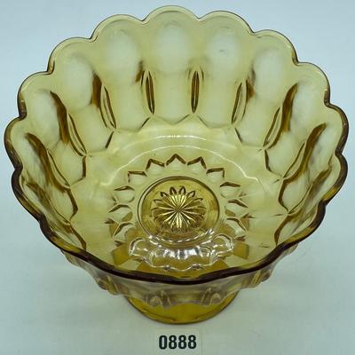 Vintage Anchor Hocking Yellow Compote Bowl Pedestal Centerpiece Footed Standing Display Bowl