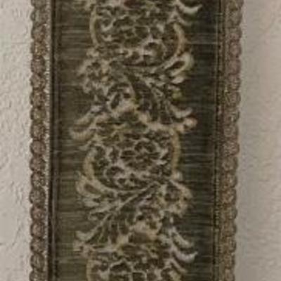 Green Antique Needlepoint Bell Pull Florals Solid Backing Bronze Hardware Tapestry