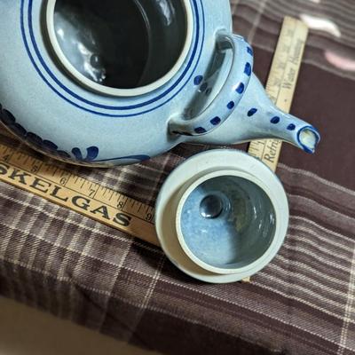 Vintage Aksini Salt Glazed Blue and Gray Teapot
