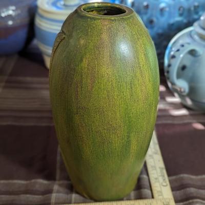 Charming Black River Pottery Green Vase