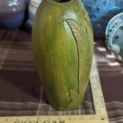 Charming Black River Pottery Green Vase