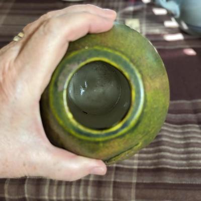 Charming Black River Pottery Green Vase