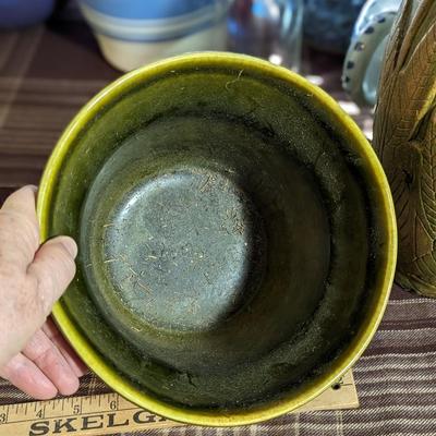 Porcelain Plant Planter Pot Yellow Brown
