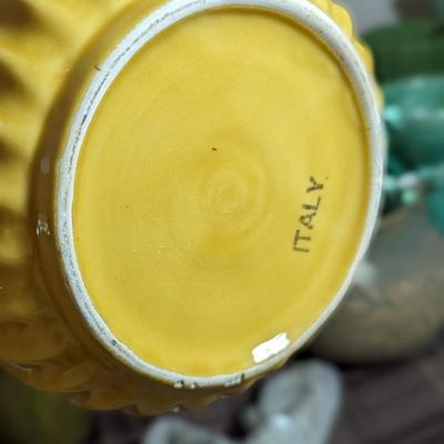 Porcelain Plant Planter Pot Yellow Brown