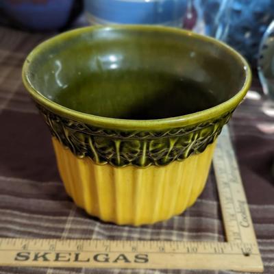 #2 Porcelain Plant Planter Pot Yellow Brown