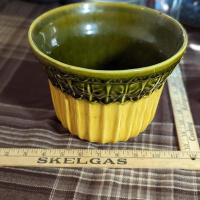 #2 Porcelain Plant Planter Pot Yellow Brown