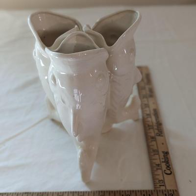 Intriguing 3 Coi Fish White Vase