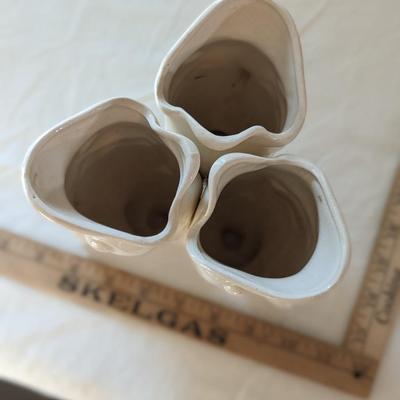 Intriguing 3 Coi Fish White Vase