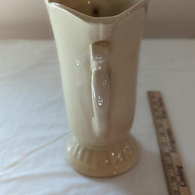 Yellow Tulip Vase Vintage Pottery Urn Side Handles