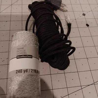 Misc garage items, rope, & power strip