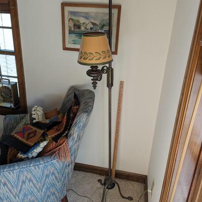 Antique Wrought Iron, Copper Adjustable Floor Lamp