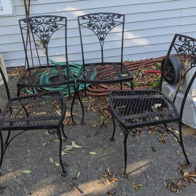Set of 4 Wrought Iron Vintage Garden Chairs