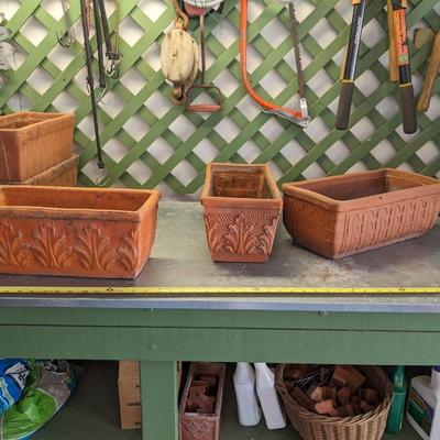 Set of 3 Decorative Terra Cotta Rectangle Planters