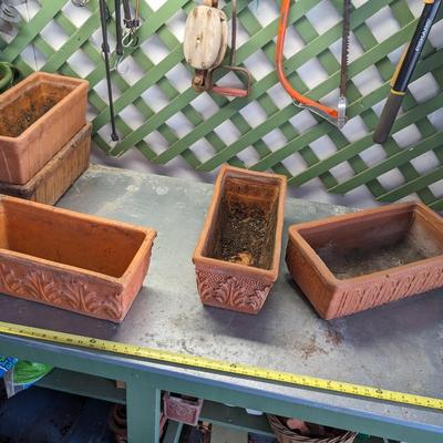 Set of 3 Decorative Terra Cotta Rectangle Planters