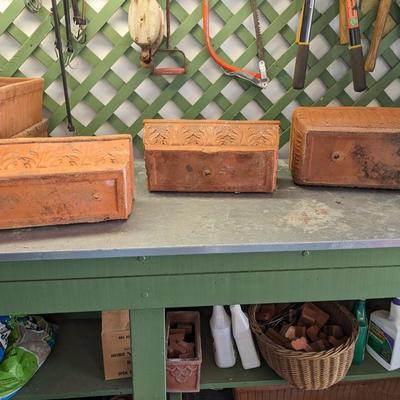 Set of 3 Decorative Terra Cotta Rectangle Planters