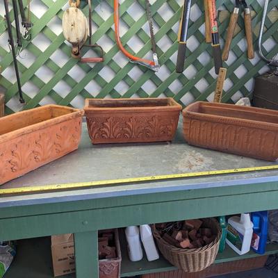 Set of 3 Decorative Terra Cotta Rectangle Planters
