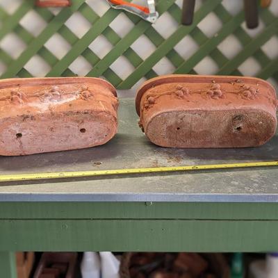 Set of 2 Round Rectangle Terra Cotta Planters