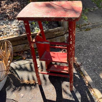 Antique Vintage Lot - Pogo Stick, 2 Metal Fans, Rustic Folding Stool